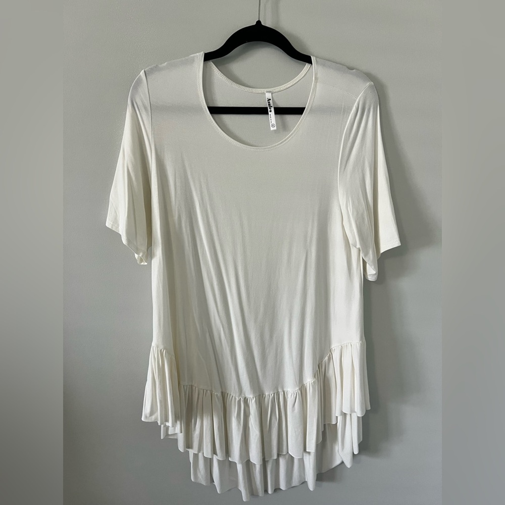 Azules Ruffle-Hem Short Sleeve Tunic